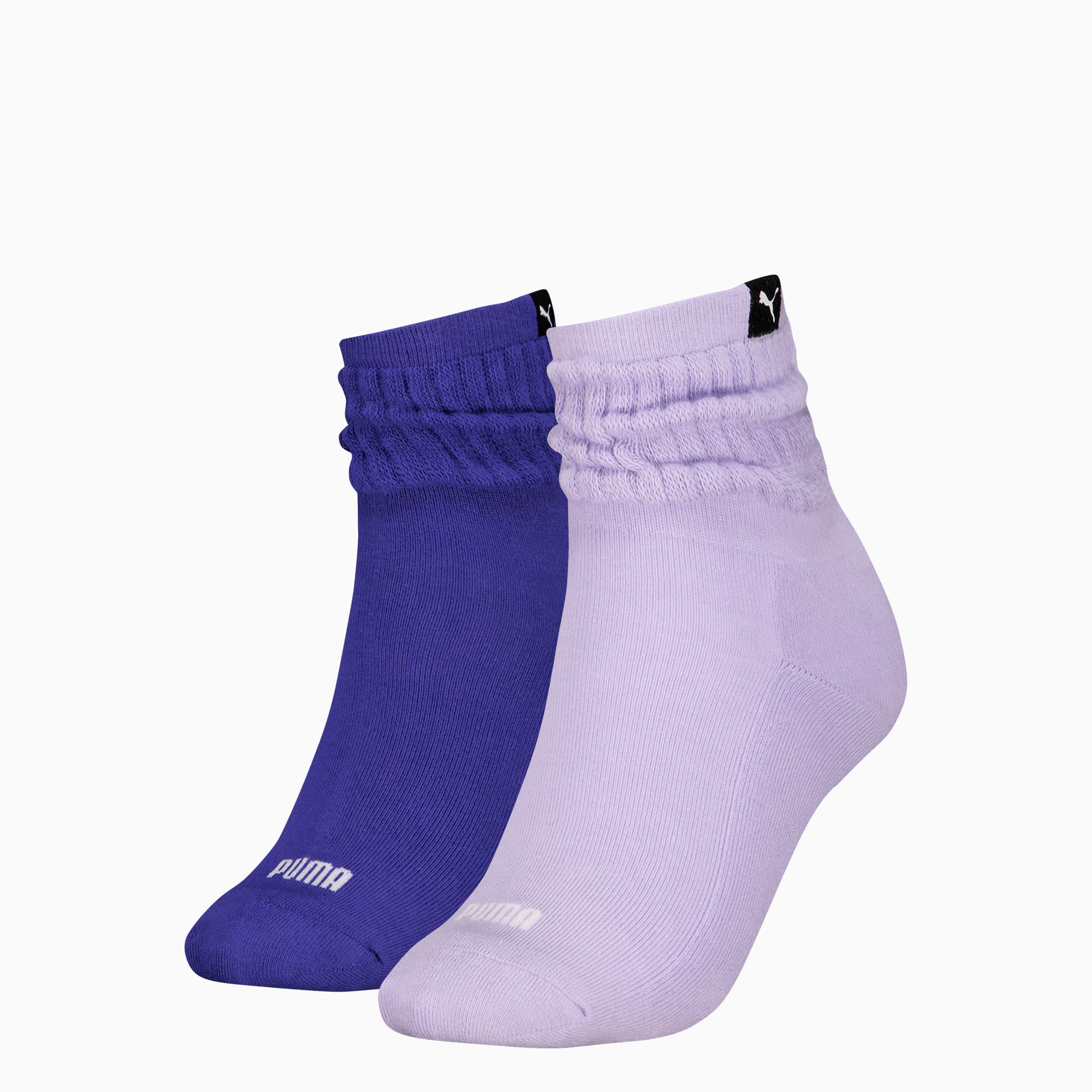 PUMA Women's Classic Short Slouch Socks 2 pack, purple combo, large