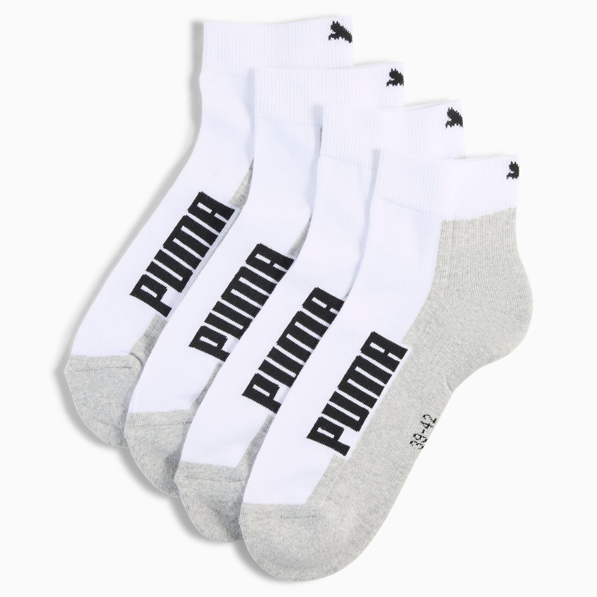 Cushioned Quarter Socks Unisex (2-pack), white / grey / black, large