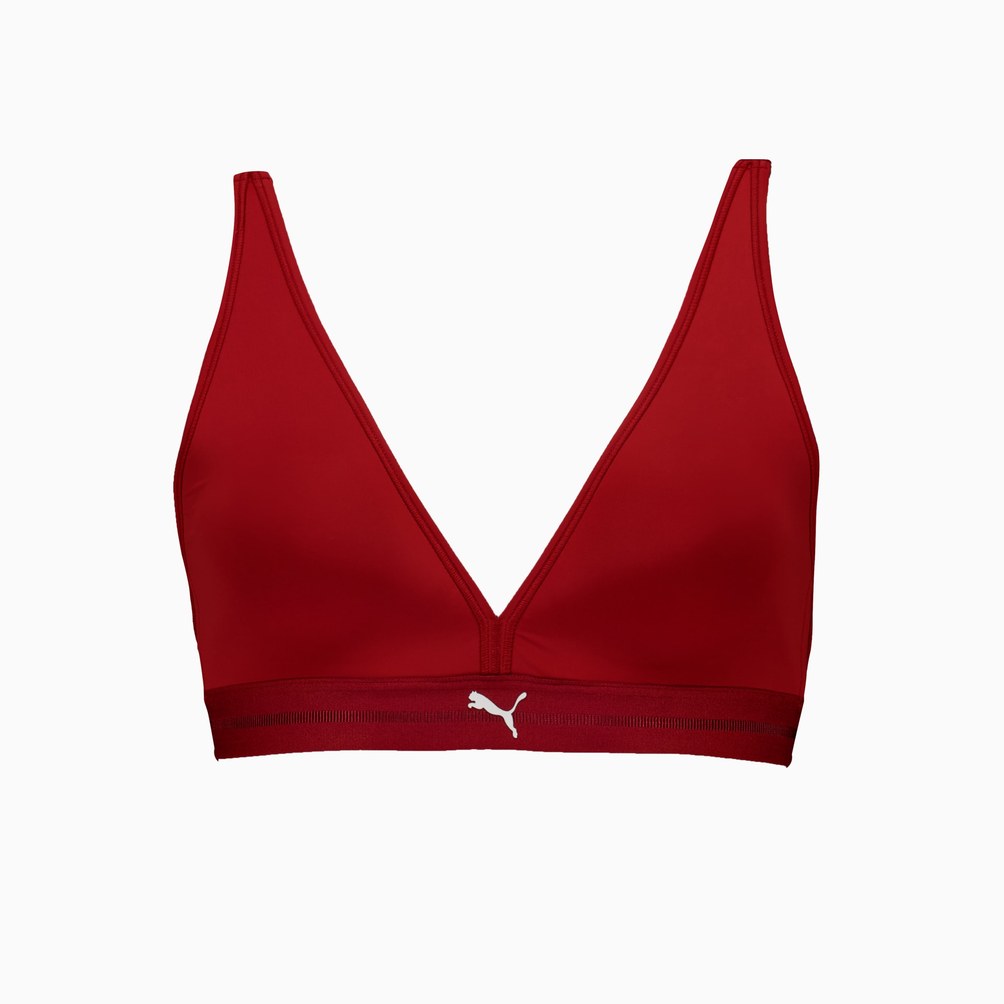 PUMA Women's Padded Triangle Top, Burgundy, large