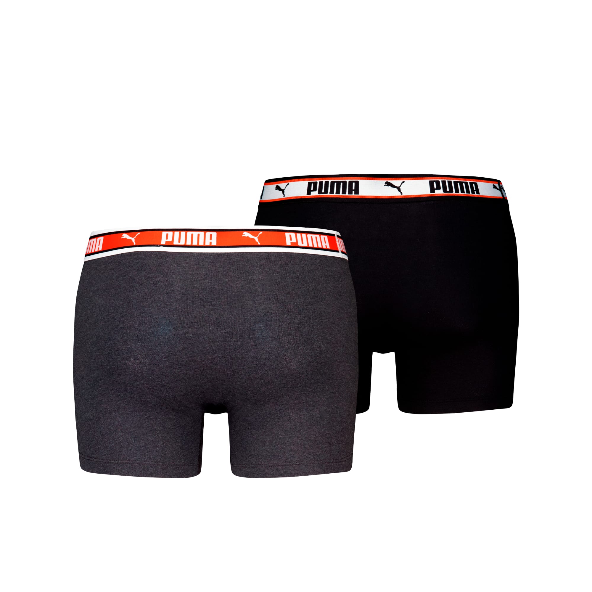 PUMA Men's Boxer Briefs 2 pack, Black / Red, large