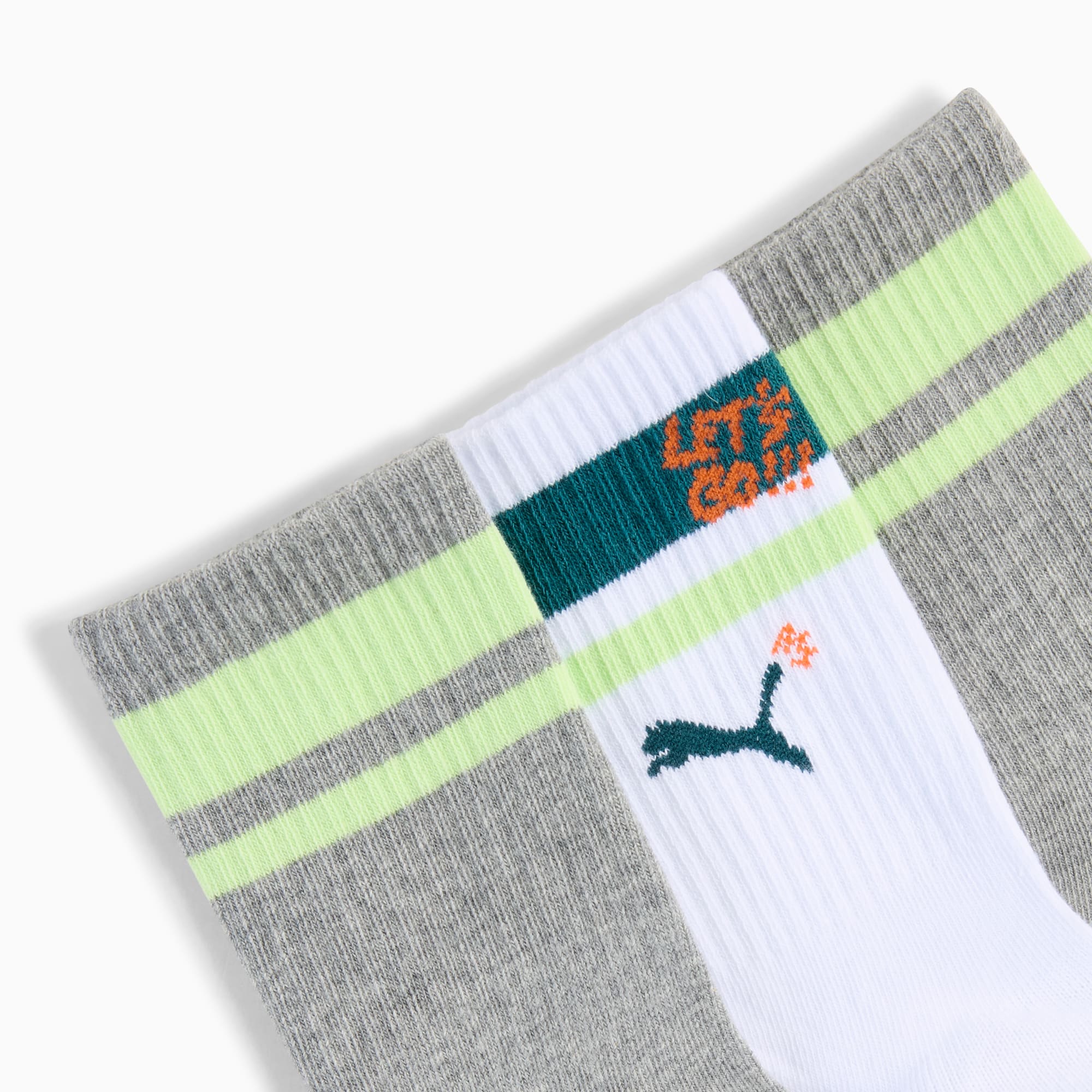 Heritage Stripe Crew Socks Kids (6-pack), White / Grey, large