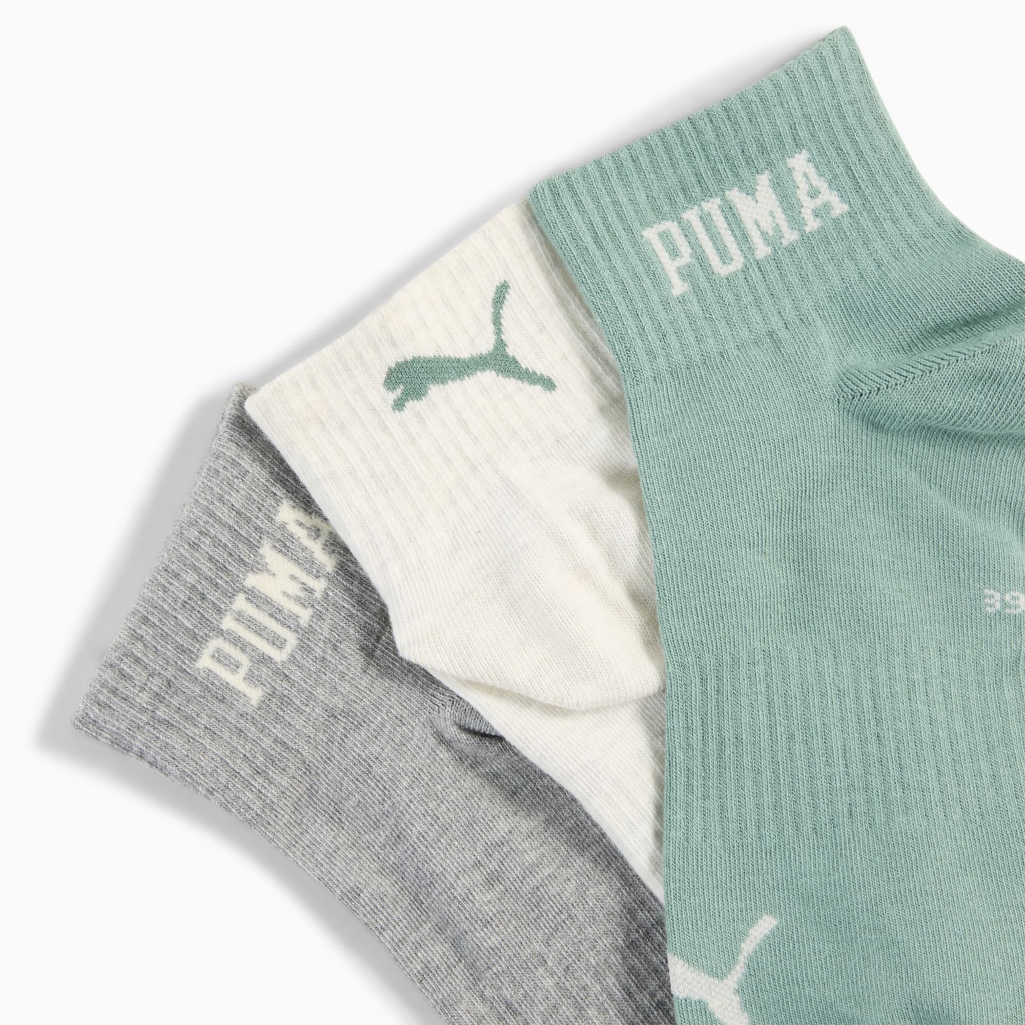 Logo Quarter Socks Unisex (3-pack), green / grey, large