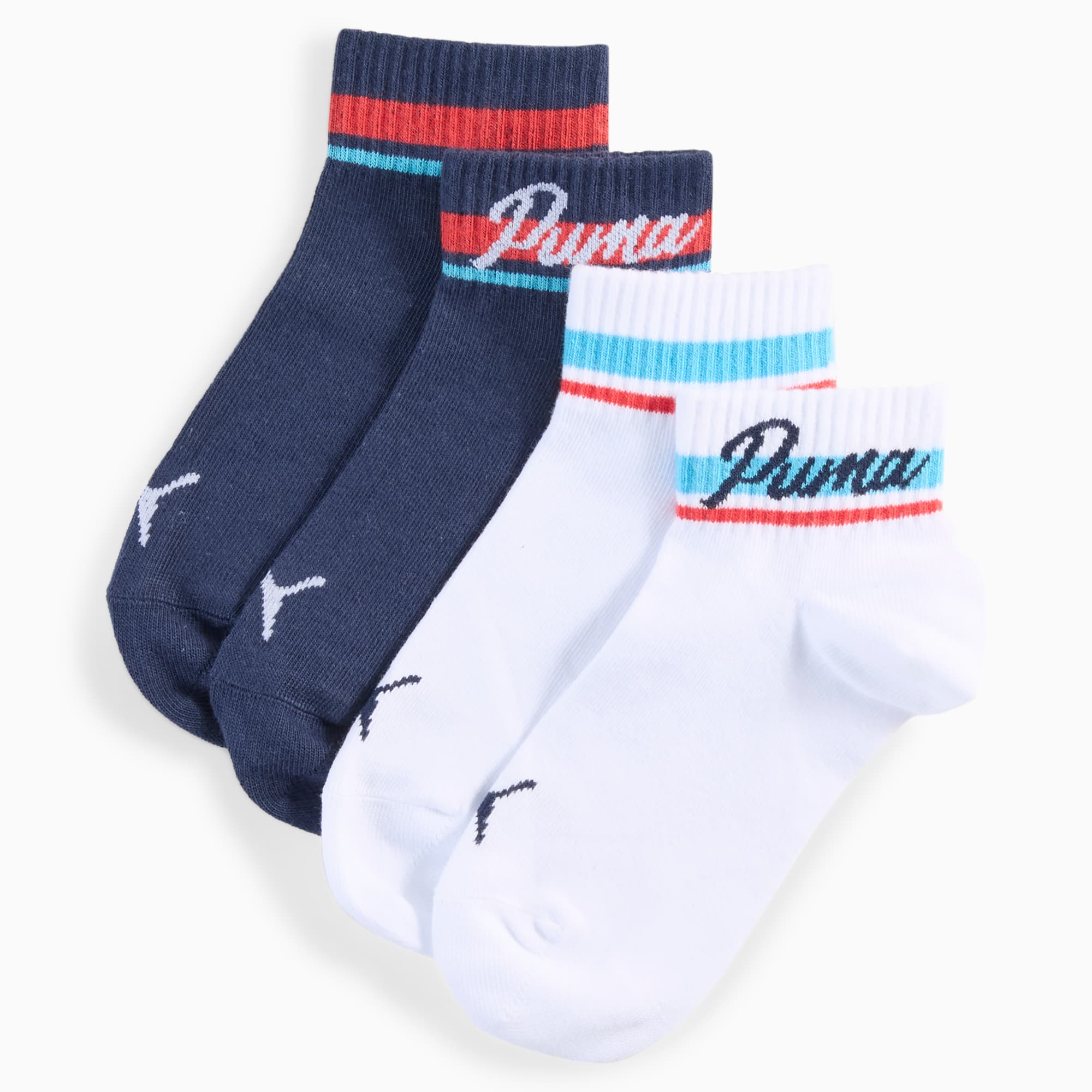 Quarter Socks Youth (2-pack), white / navy, large