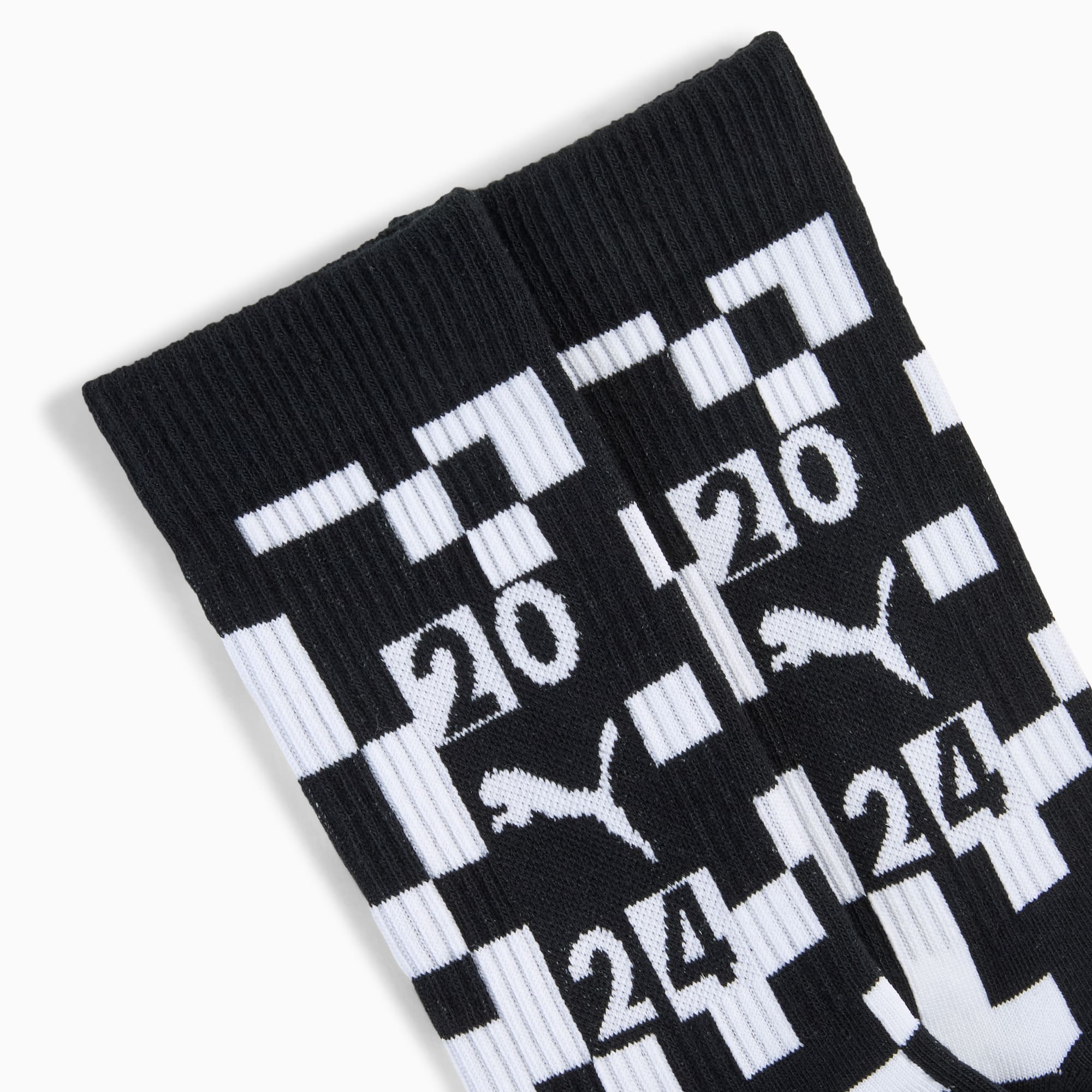 Glow Collection Race-Flag Sports Crew Socks Unisex (1-pack), Black/glow In The Dark, large