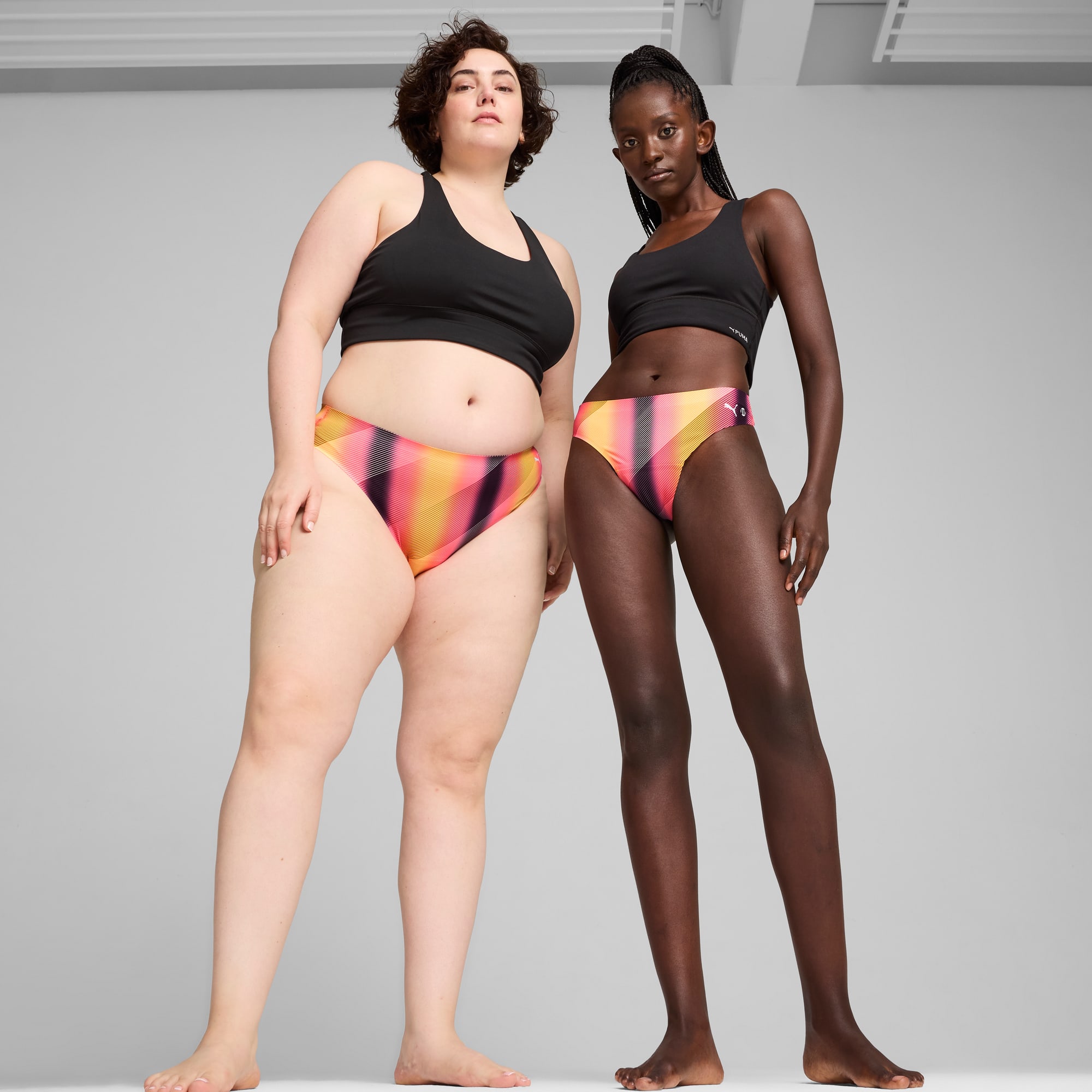 PUMA x Modibodi Seamfree Active Moderate-Heavy High-Leg Brief, Sunset Glow Yellow, large