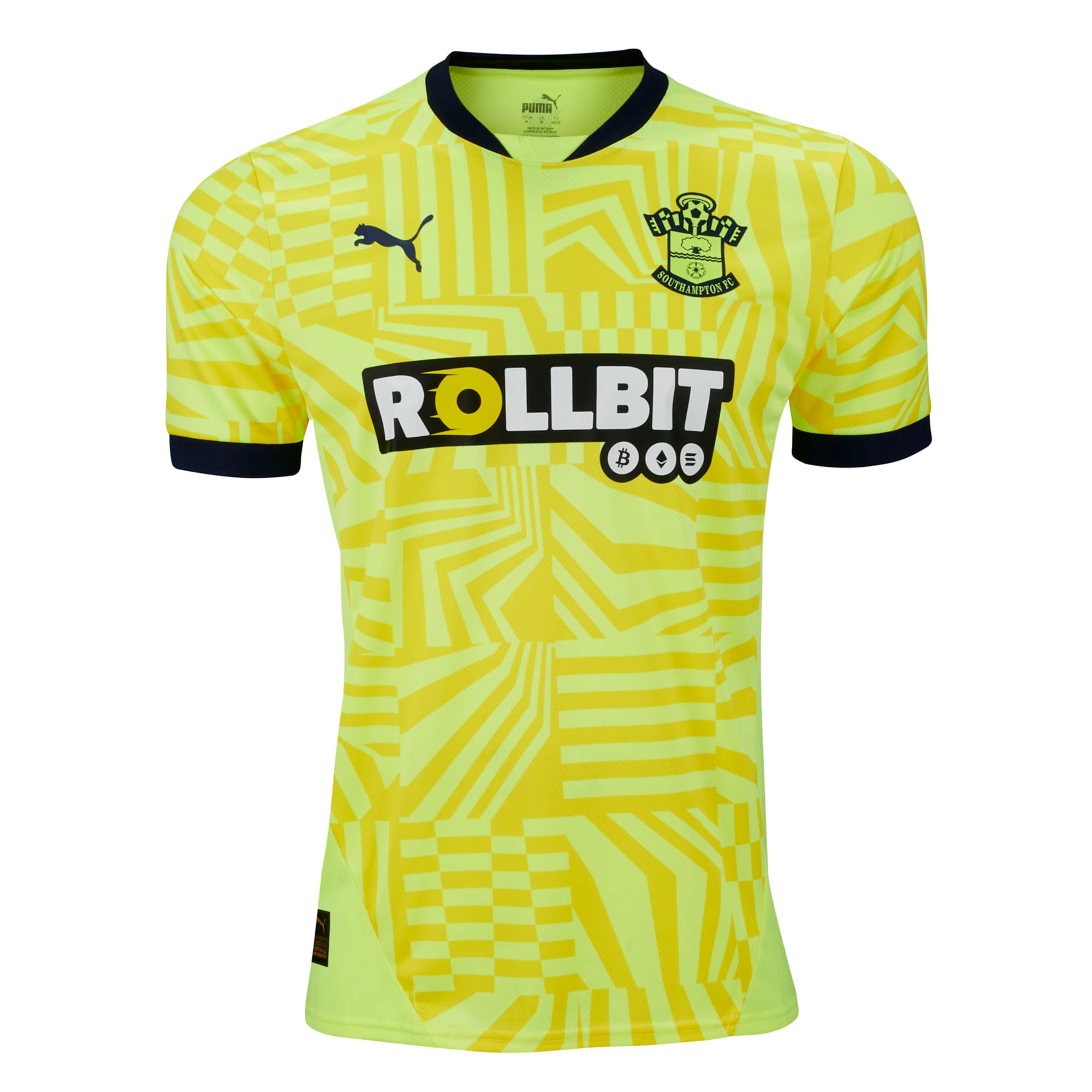 Southampton F.C. Maglia gara Away 24/25 da uomo, Fizzy Yellow-Peacoat, large