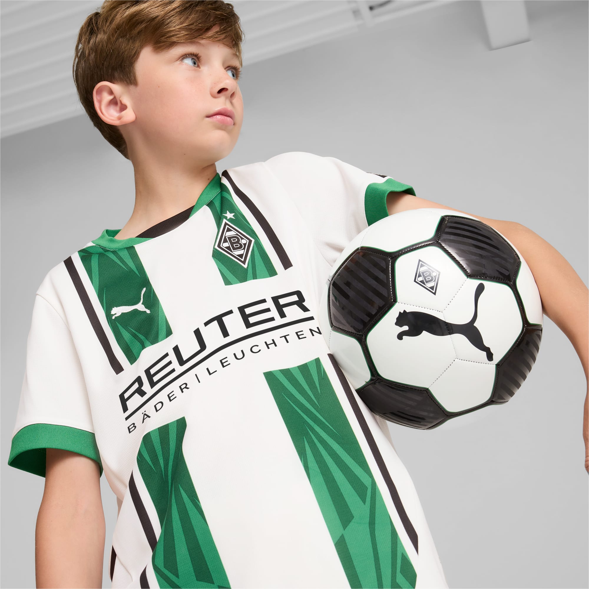 Borussia Mönchengladbach 24/25 Home Jersey Youth, PUMA White-Archive Green, large