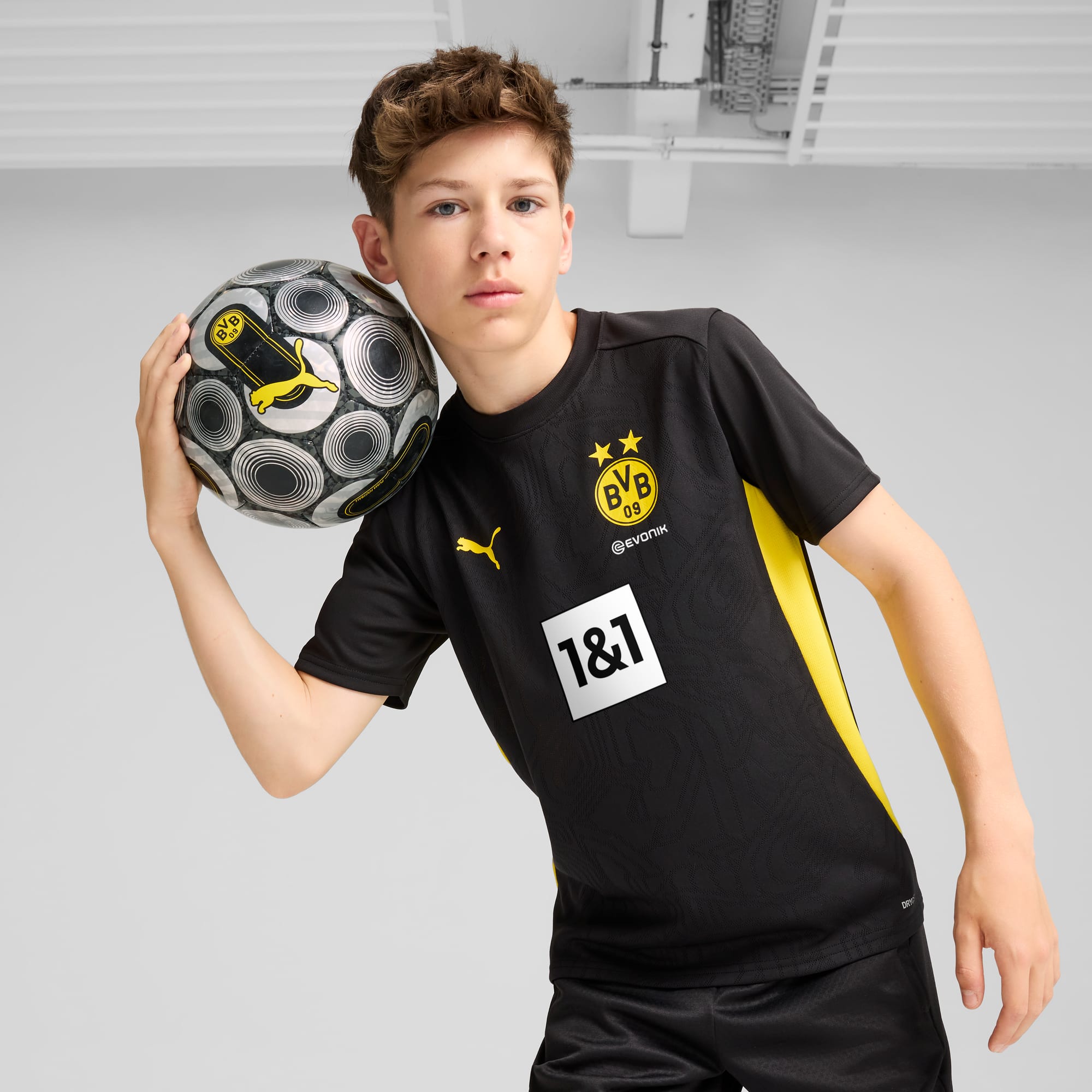 Borussia Dortmund Training Quarter-Zip Top Youth, PUMA Black-Faster Yellow, large