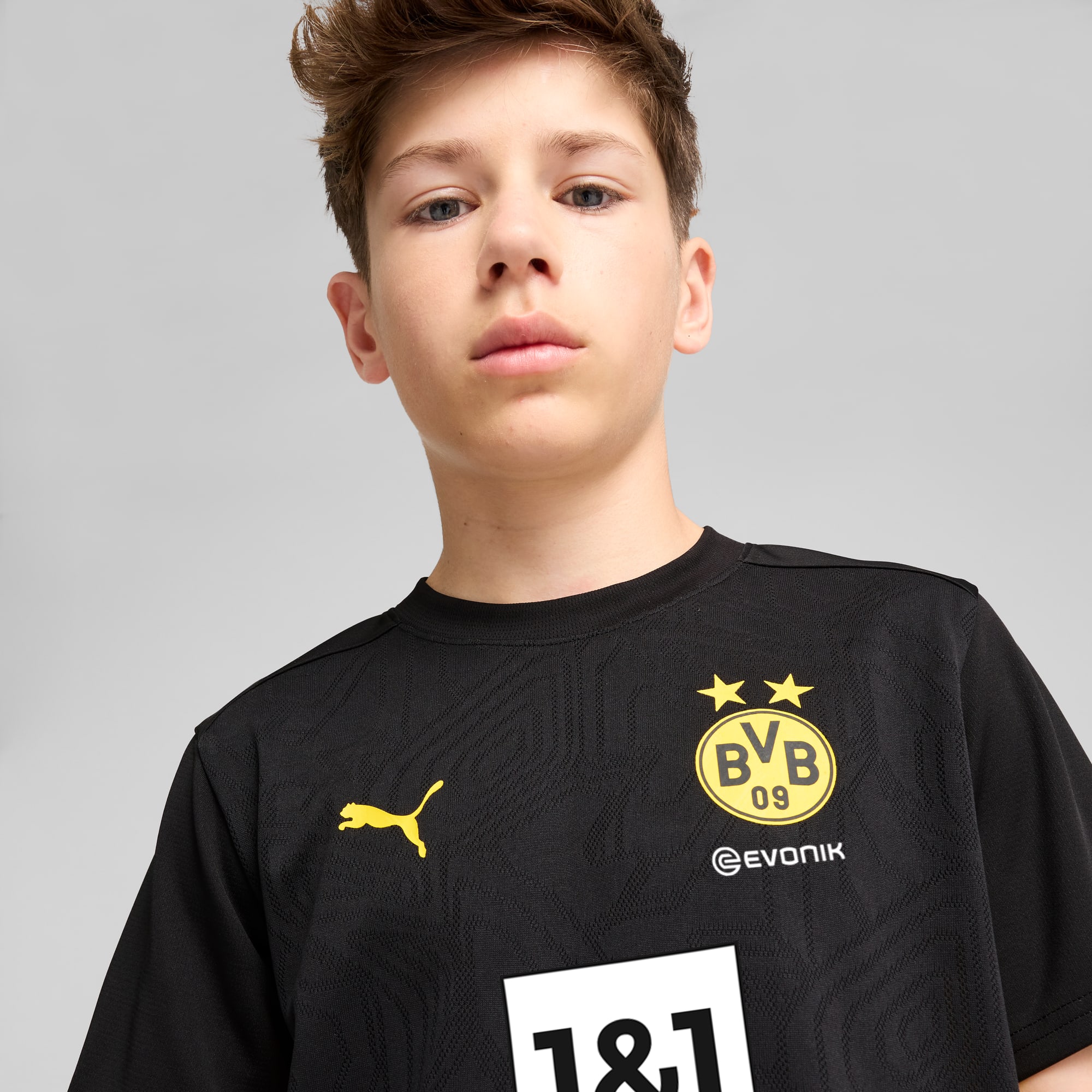 Borussia Dortmund Training Quarter-Zip Top Youth, PUMA Black-Faster Yellow, large