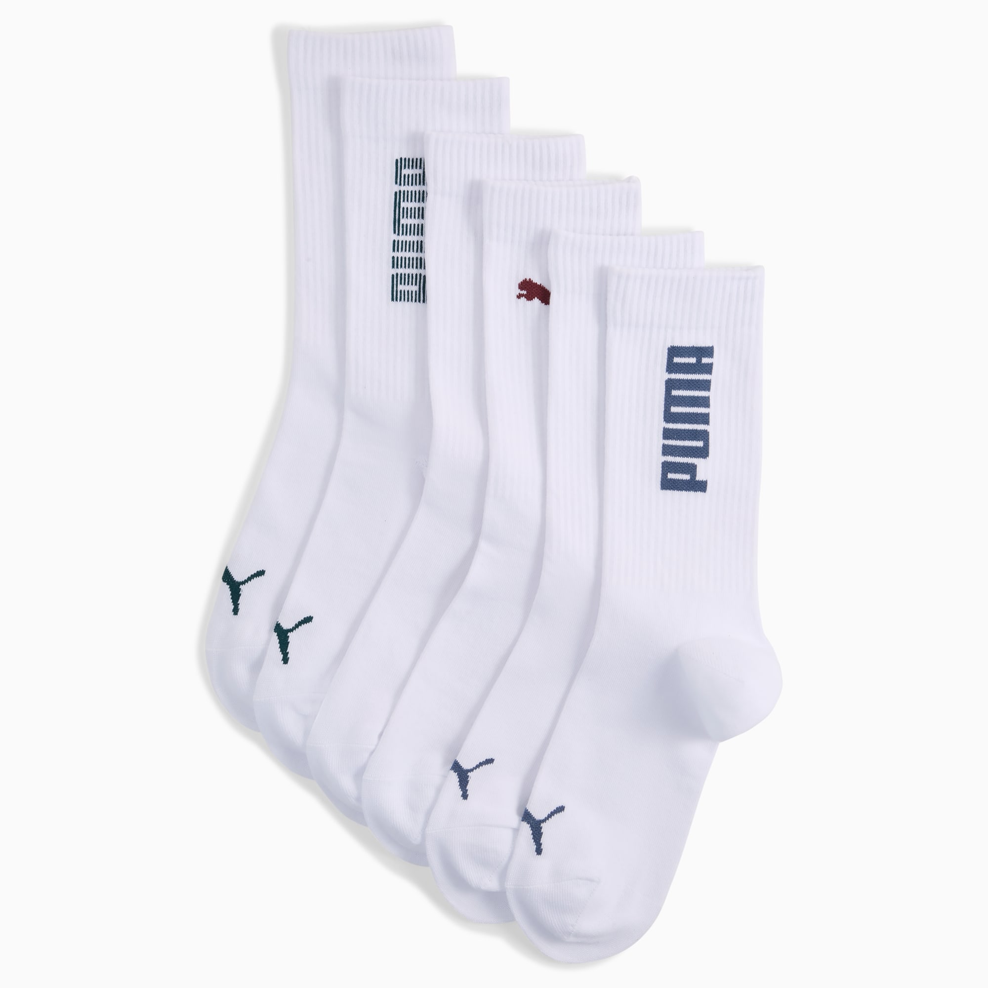 Calcetines PUMA blancos (seis pares) con logo y felino.