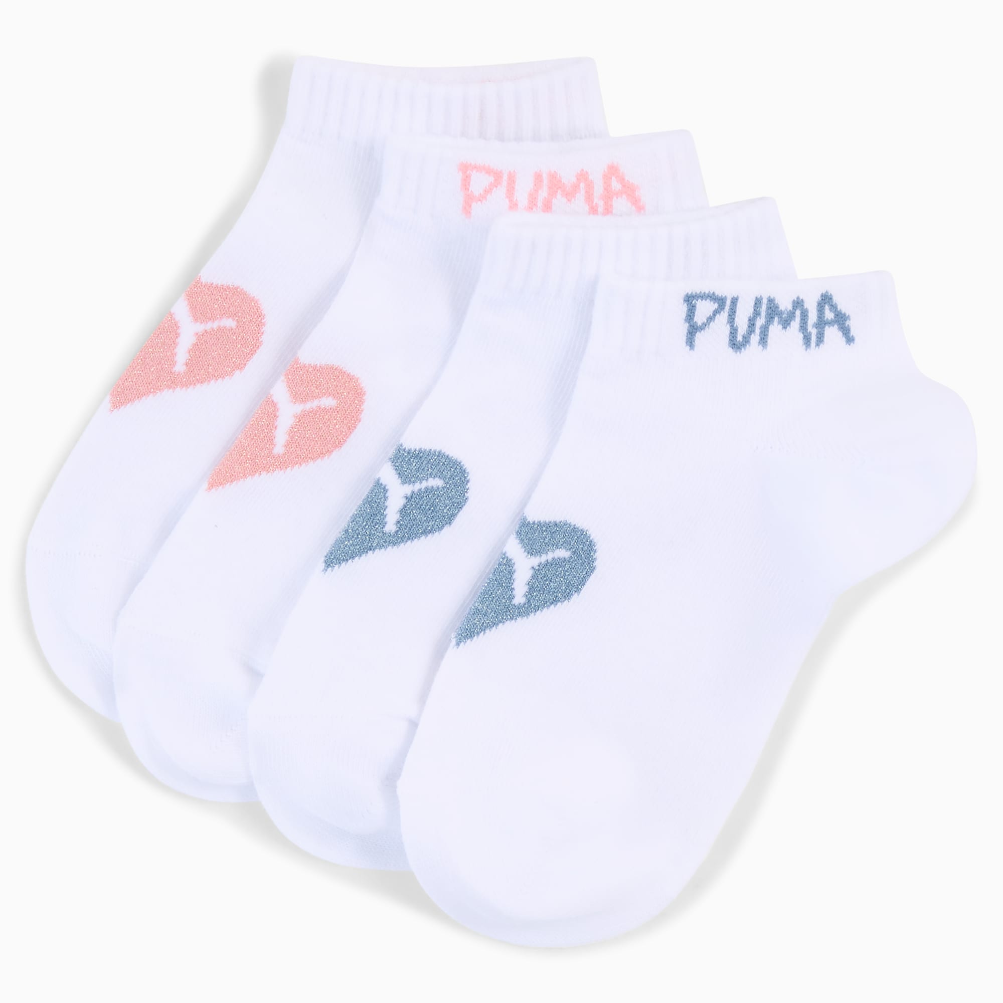 Sneakersokken voor meisjes (2 paar), white / pink, large