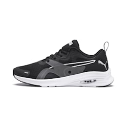 puma black and white running shoes
