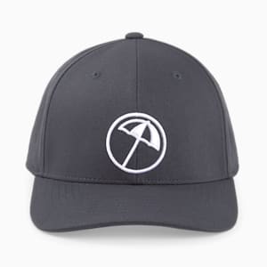PUMA x ARNOLD PALMER Circle Umbrella Men's Snapback Golf Cap, Navy Blazer-Bright White, extralarge-GBR