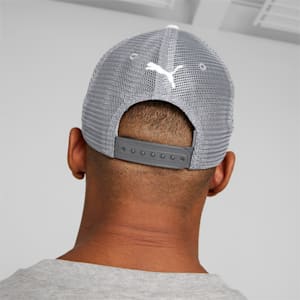 PUMA Academy Printed Trucker Unisex Cap, Cool Mid Gray-PUMA Black-AOP