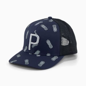 Pineapple Trucker P Golf Cap, Navy Blazer-Flat Light Gray