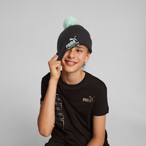 Mixmatch Pom Pom Big Kids' Beanie, PUMA Black-Silver Sky-AOP, extralarge