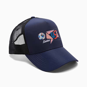 PUMA CONMEBOL Copa América 2024 Fan Trucker Cap, Club Navy-USA, extralarge