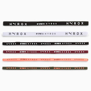 ユニセックス PUMA x HYROX ヘアバンド 6個入り, PUMA Black-PUMA White-Ruby Shimmer-Glowing Orange, extralarge-JPN
