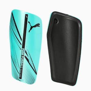 ATTACANTO Football Shin Guards, Electric Peppermint-PUMA Black, extralarge-IND