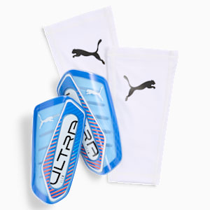ULTRA Flex Football Sleeves Shinguards, Ultra Blue-PUMA White-Glowing Red, extralarge-GBR