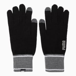 PUMA Knit Winter Gloves, Puma Black-Dark Gray Heather, extralarge-IND