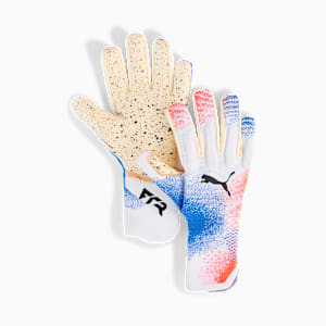 FUTURE Ultimate NC Soccer Goalkeeper Gloves, PUMA White-Glowing Red-Ultra Blue, extralarge