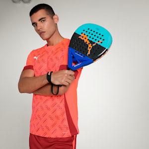 NOVA Padel PRO Hybrid Unisex Padel Racket, Safe Lake-PUMA Black-Vivid Blue-Heat Fire, extralarge-IND
