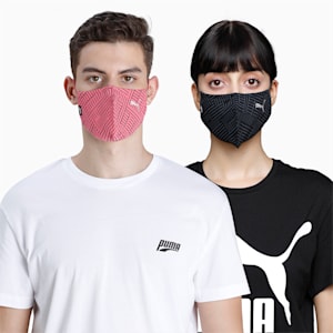 PUMA Adjustable Face Mask Set of Two, Puma Black-Ignite Pink