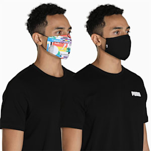 PUMA Adjustable Face Mask Set of Two, Puma Black-International AOP