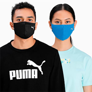 PUMA Elevated Heather Adjustable Mask for Adult- Set of Two, French Blue-Puma Black-AOP