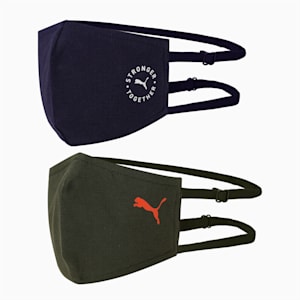 PUMA Face Mask With Headband Pack of 2, Forest Night-Peacoat, extralarge-IND