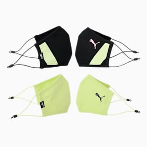PUMA Face Mask Pack of 2, Puma Black-Sunny Lime-Pink Lady, extralarge-IND