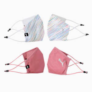 PUMA Running Face Mask Pack of 2, Puma White-Foxglove, extralarge-IND