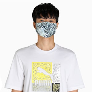 PUMA Run Graphic Face Mask Pack of 2, PUMA Black-Mineral Blue-AOP, extralarge-IND