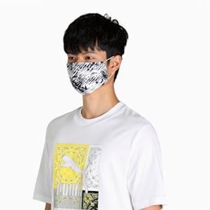 PUMA Run Graphic Face Mask Pack of 2, PUMA Black-Mineral Blue-AOP, extralarge-IND