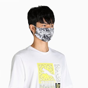 PUMA Run Graphic Face Mask Pack of 2, PUMA Black-Mineral Blue-AOP, extralarge-IND