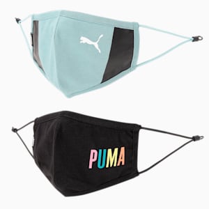 PUMA SWxP Face Mask Pack of 2, PUMA Black-Nitro Blue-AOP, extralarge-IND