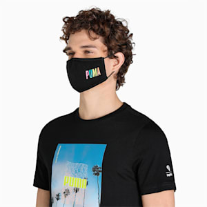 PUMA SWxP Face Mask Pack of 2, PUMA Black-Nitro Blue-AOP, extralarge-IND
