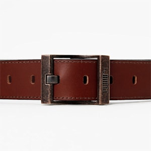 Classic Leather Belt, Chocolate Brown-brass dark