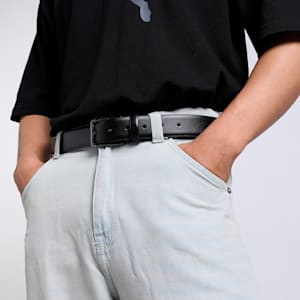 EDGE Leather Belt, PUMA Black-Silver, extralarge-IND