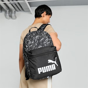 PUMA Phase Printed Backpack, PUMA Black-Concrete Gray AOP, extralarge-IND