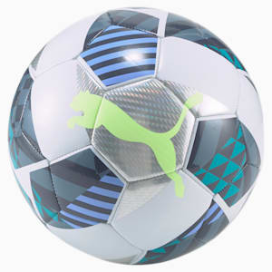 FOOSBALL Park Soccer Ball, Puma White-Blue Glimmer-Deep Aqua, extralarge