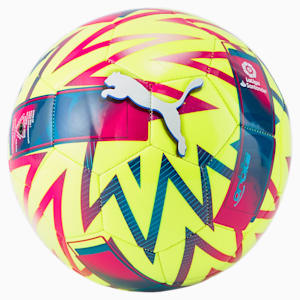 Mini pelota de fútbol Orbita La Liga 1 MS, Lemon Tonic-Beetroot Purple-Blue Atoll
