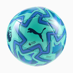PUMA Orbita Play Premier League Brilliance Soccer, Electric Peppermint-Mountain Blue-PUMA Black, extralarge
