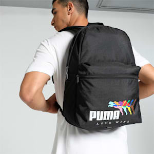 PUMA Phase LOVE WINS Unisex Backpack, PUMA Black, extralarge-IND