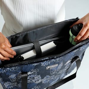Tropical Print Women's Tote Bag, PUMA Black-AOP, extralarge-IND