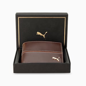Leather Stripe Bi-Fold Wallet, Chocolate, extralarge-IND