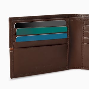 PUMA Leather Stripe Unisex Bi-Fold Wallet, Chocolate, extralarge-IND