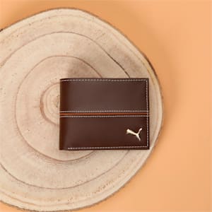 Leather Stripe Bi-Fold Wallet, Chocolate, extralarge-IND