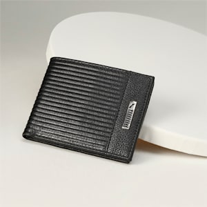 PUMA Leather Embossed Unisex Bi-Fold Wallet, PUMA Black, extralarge-IND